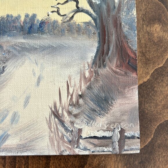 Vtg 1985 Original Oil Painting On Canvas Board Set of 3 Seasons Artist Signed - Picture 13 of 16